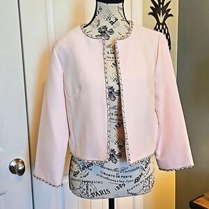 Karl Lagerfeld Light Pink Blazer with silver chain trim.